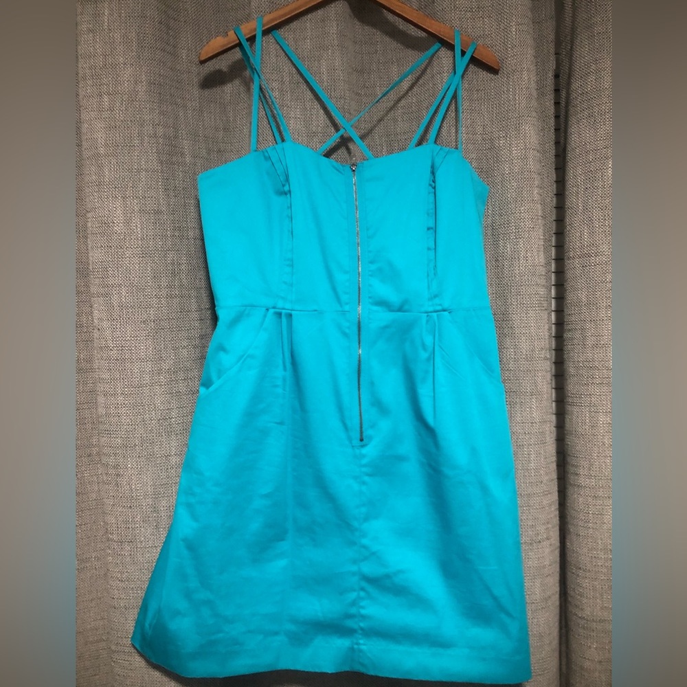 Aqua Sundress, Nicole Miller, spaghetti strap, size 16